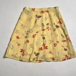Vintage Style Butter Yellow Sketched Floral High Waist Fit & Flare Skirt! XS
